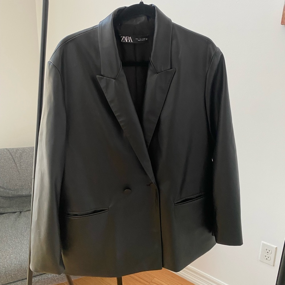 Black Zara Leather Blazer